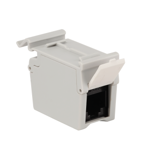 Повторитель портов RJ45 на DIN-рейку, неэкранированный, кат.6, формата Keystone, со шторками, белый